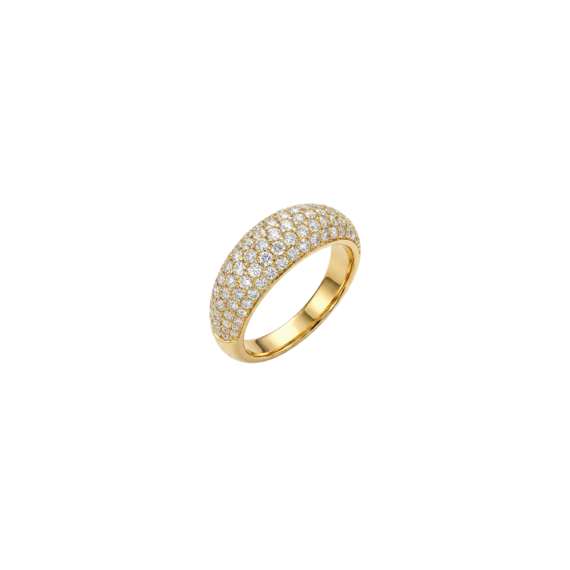Bague vue sur fond blanc en argent 925 plaqué or 18 carats Pavée de zircons . resistante à l'eau, hypoallergenique, luxe accessible
