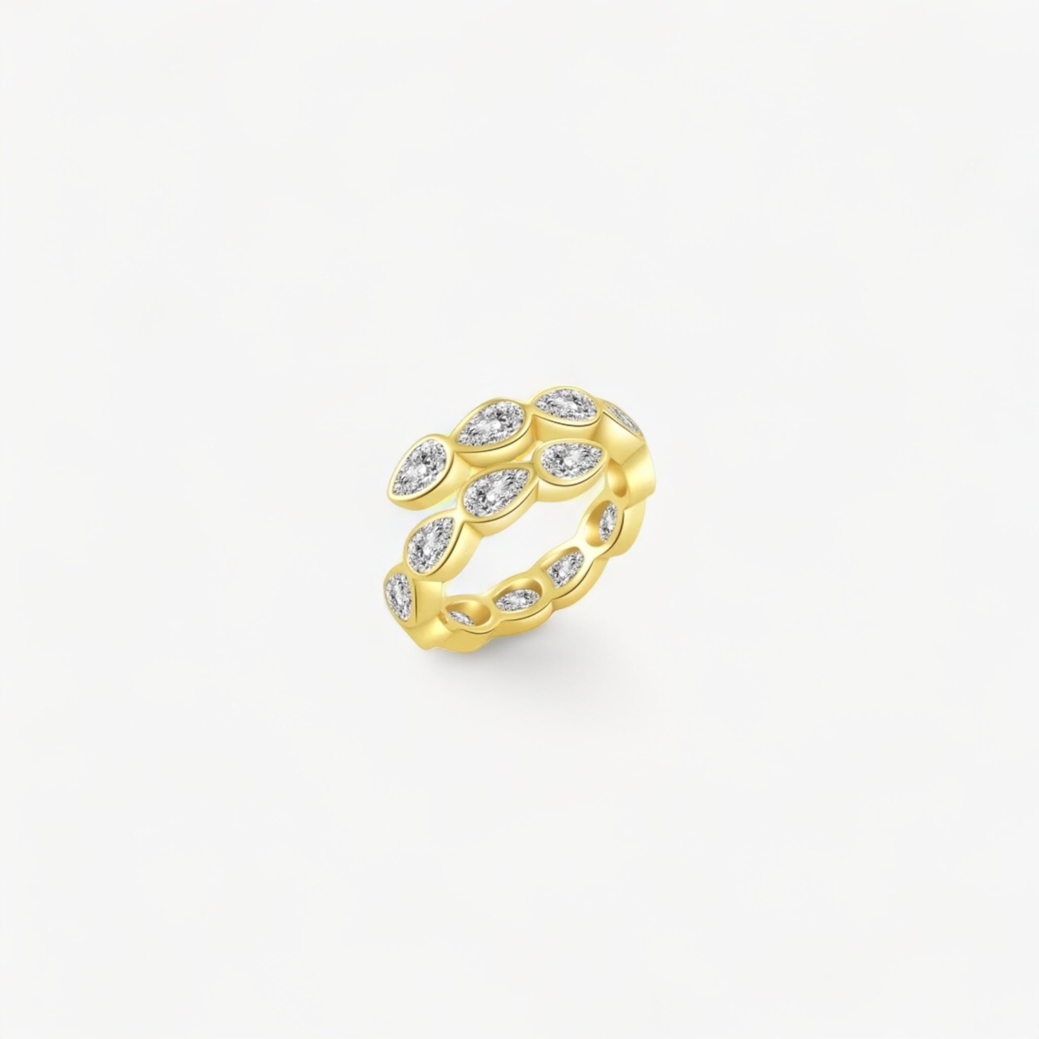 Bague ajustable Maud en argent 925 plaqué or 18k - zircons - hypoallergenique- brillance durable -vue produit