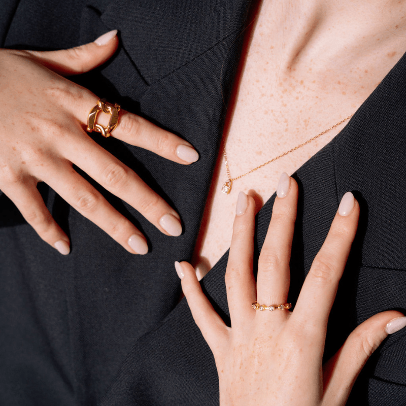 Bague ajustable CLAUDY Gold : Luxlab Collection – Un Design Massif en argent plaqué or - Luxlab Collection
