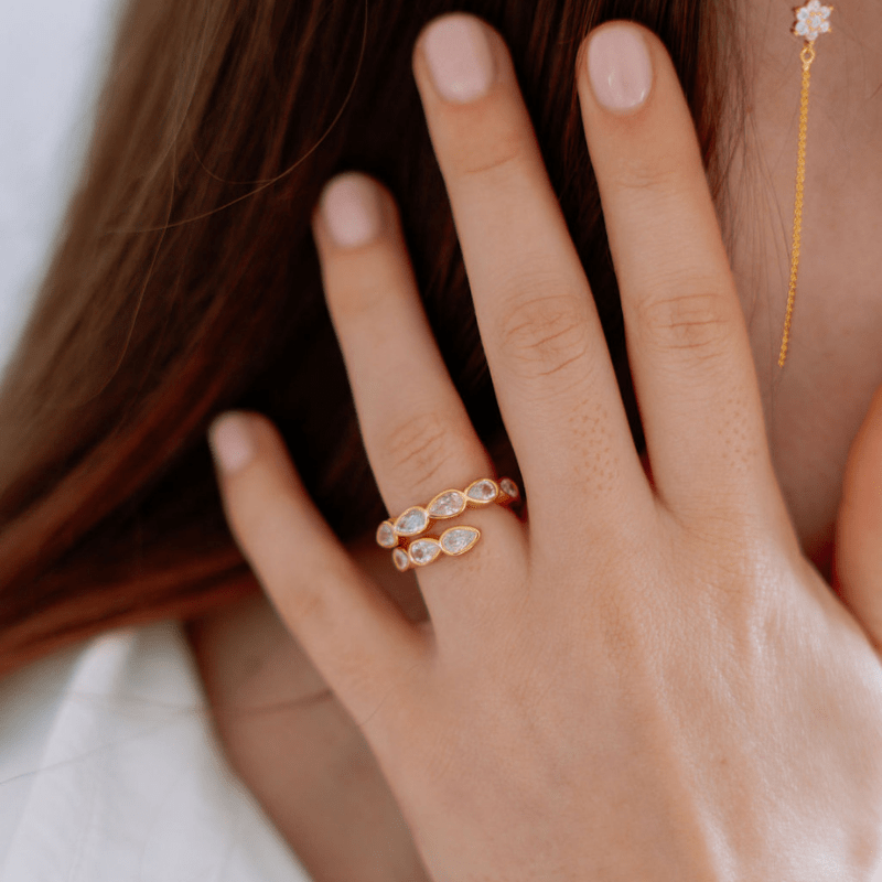 Bague ajustable MAUD Gold : Luxlab Collection – Le Luxe Fin & Scintillant au Quotidien - Luxlab Collection