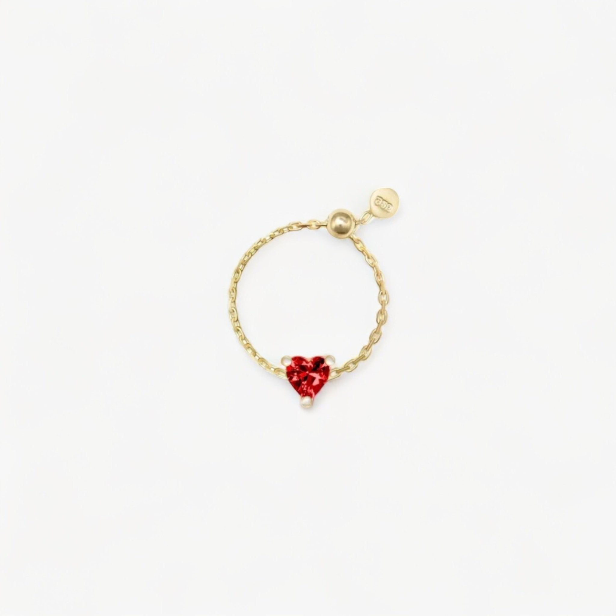 BAGUE AJUSTABLE SWEETHEART RED — ARGENT 925 PLAQUÉ OR 18K - Luxlab Collection
