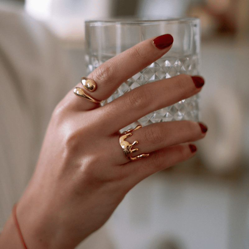 Bague SIENNA Gold : Luxlab Collection – La bague Fluide Ajustable Dorée & Organique - Luxlab Collection