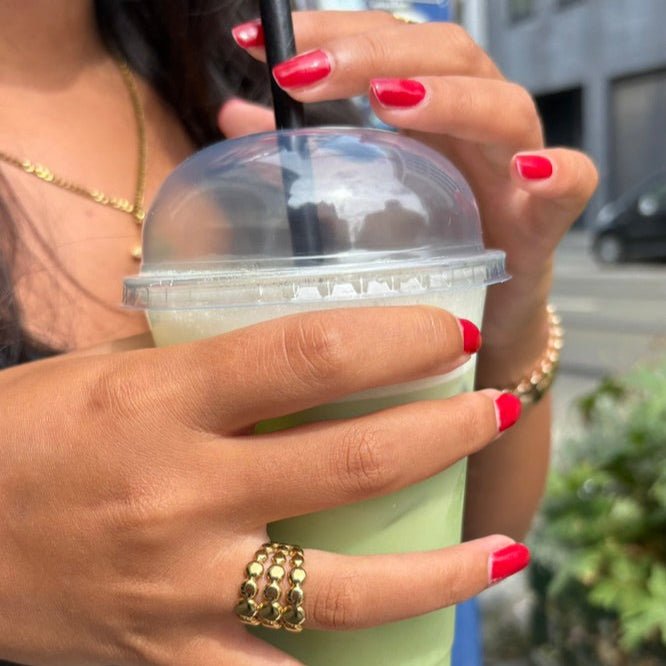 bague triple shot portee main femme acier inoxydable pvd or 18k effet stacking luxlab collection