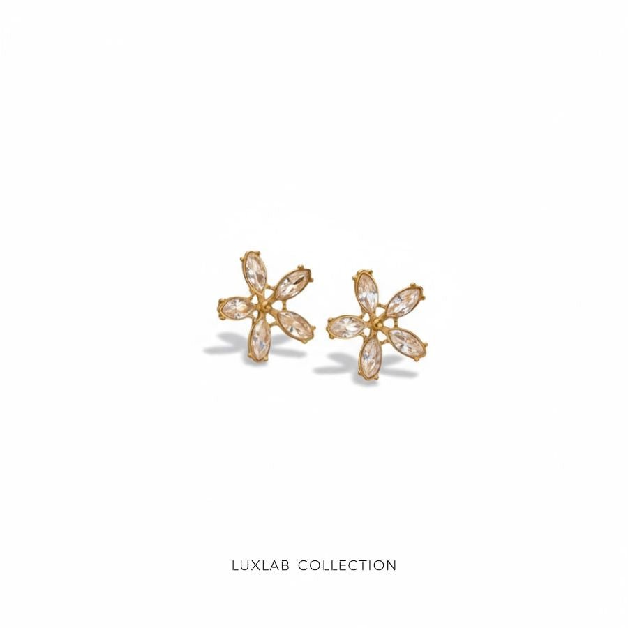 Boucles d’oreilles Fleur Martini — Acier inoxydable PVD or 18 carats & oxyde de zirconium - Luxlab Collection