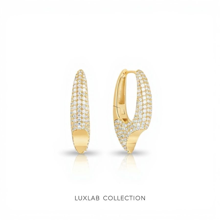 Boucles d’oreilles Pavé Crush Gold — Argent 925 plaqué or 18 carats & oxyde de zirconium - Luxlab Collection