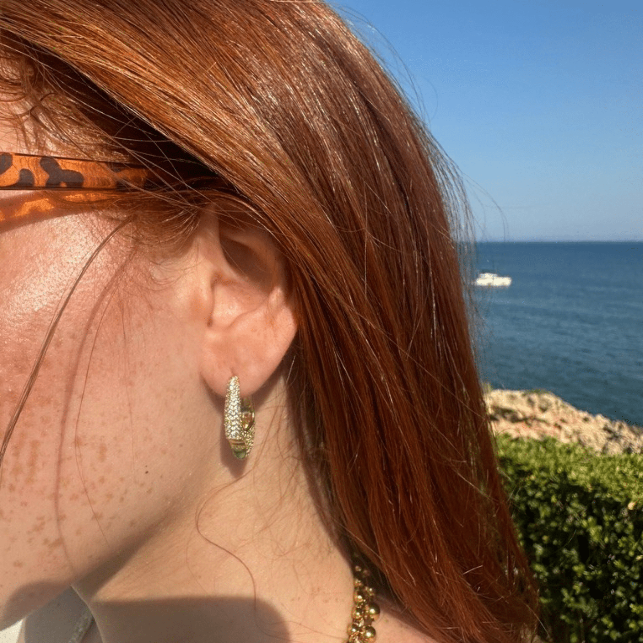 Boucles d’oreilles Pavé Crush Gold – Argent 925 plaqué or 18k & zircons - Luxlab Collection