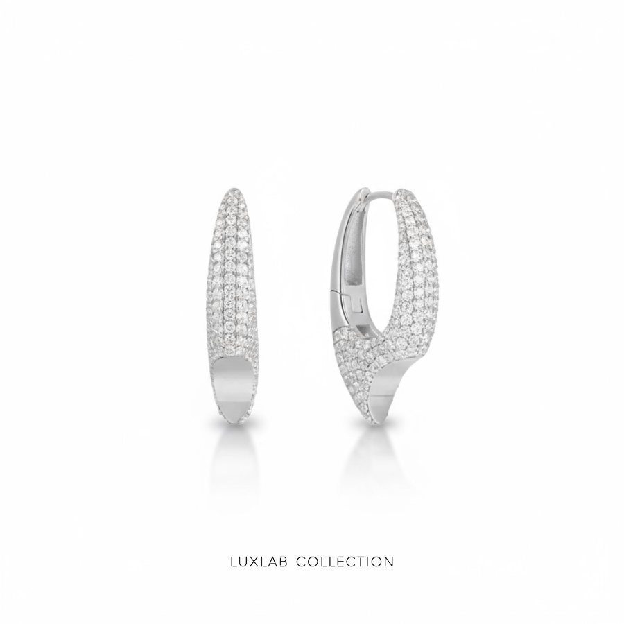 Boucles d’oreilles Pavé Crush Silver — Argent 925 plaqué rhodium & oxyde de zirconium - Luxlab Collection