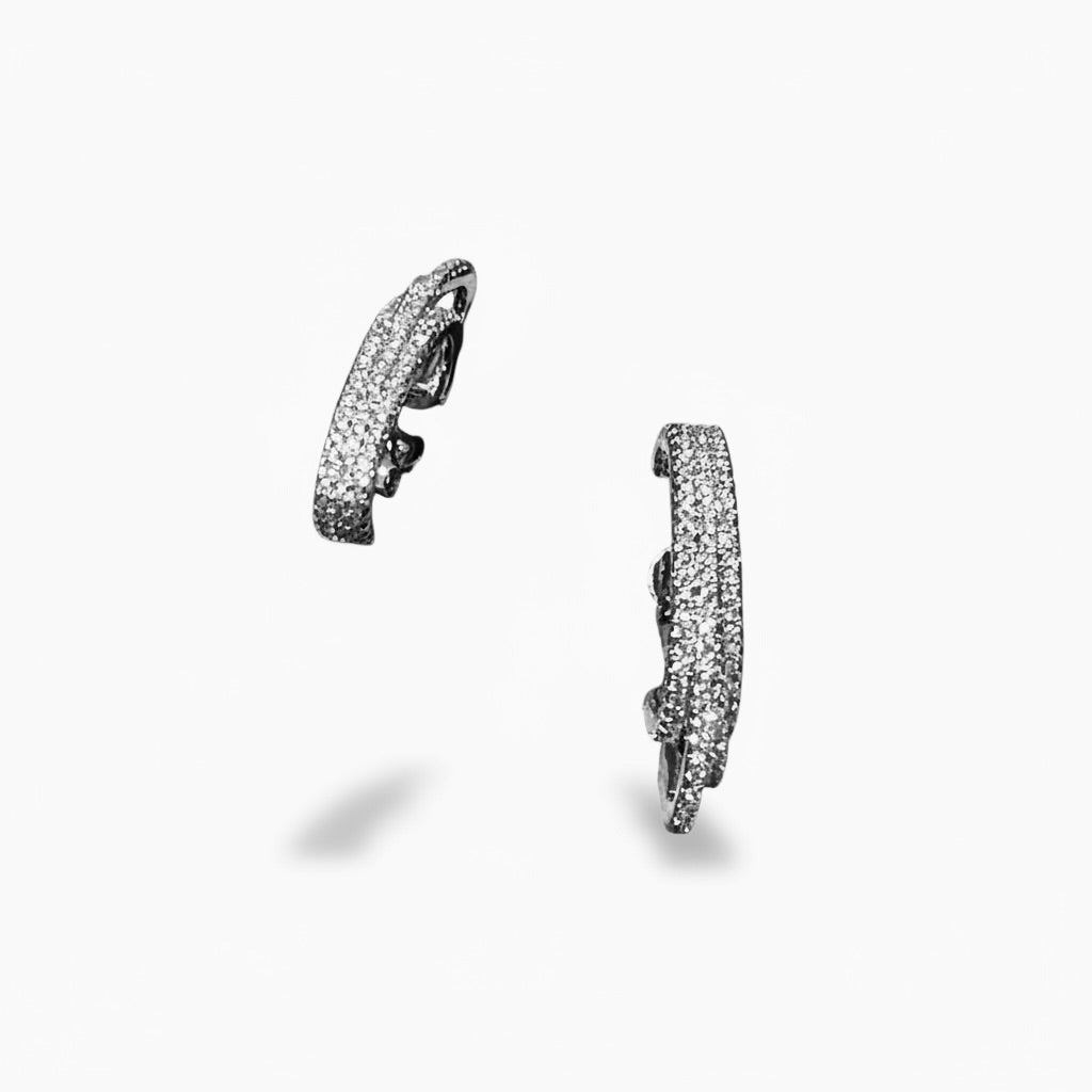 Boucles d’oreilles PAVÉ LUMIÈRE acier inoxydable pavé zircons 5A vue fond blanc