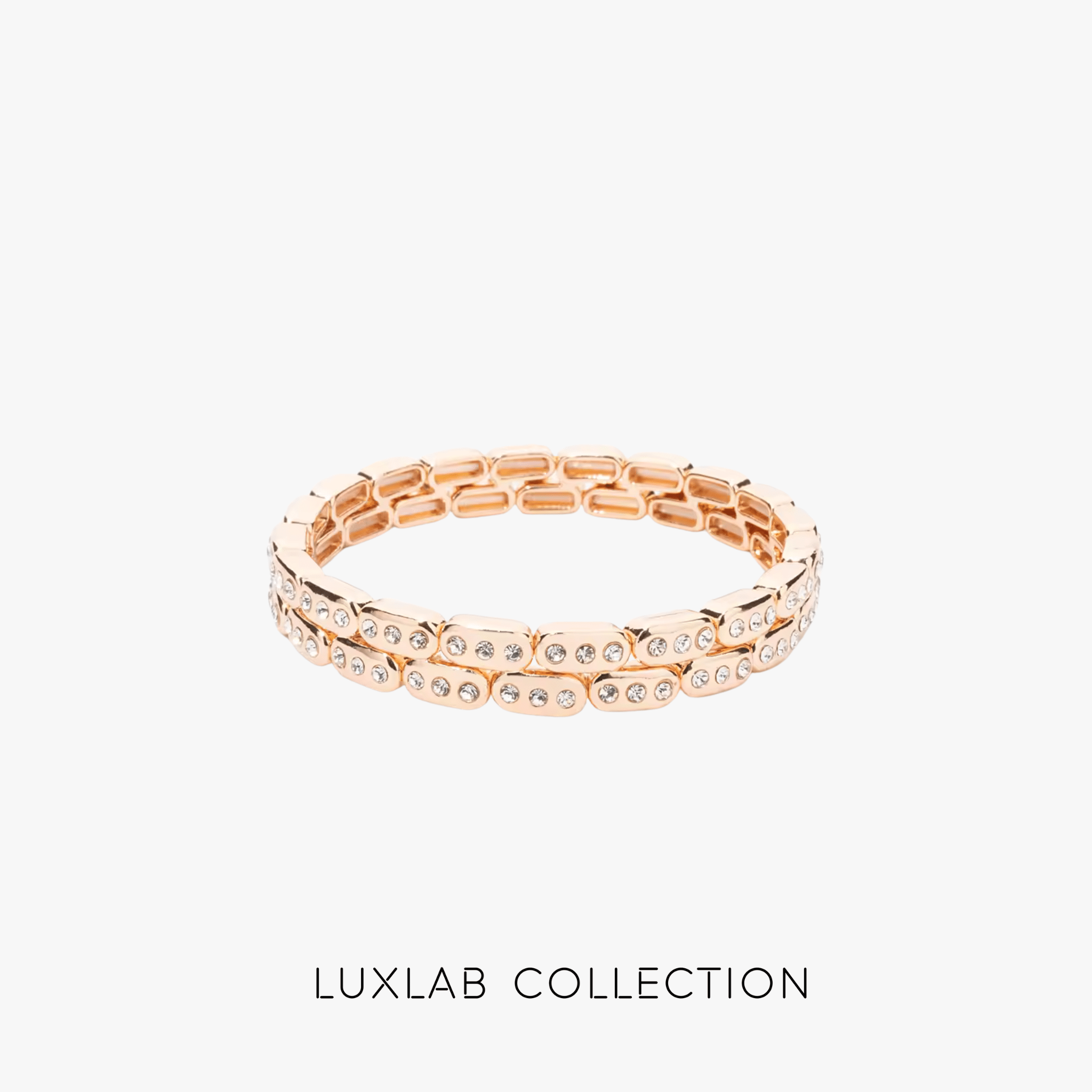 bracelet electra en acier inoxydable 316l pvd or 18k avec zircons sur fond blanc luxlab collection