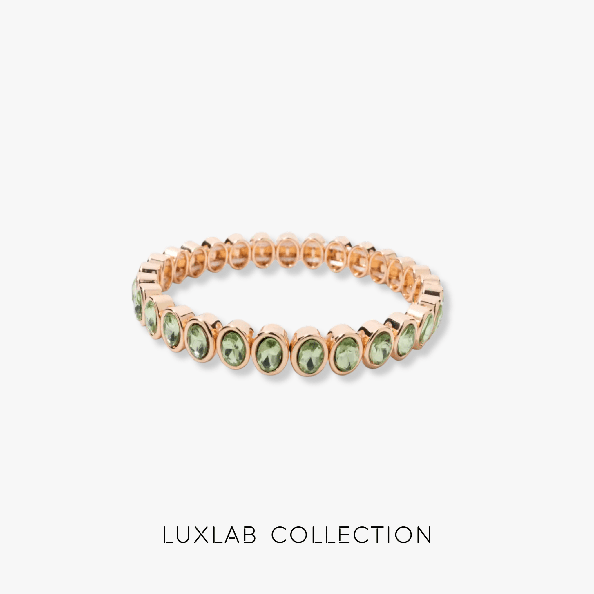 bracelet matcha en acier inoxydable 316l avec perles de cristal vert 6x8mm luxlab collection