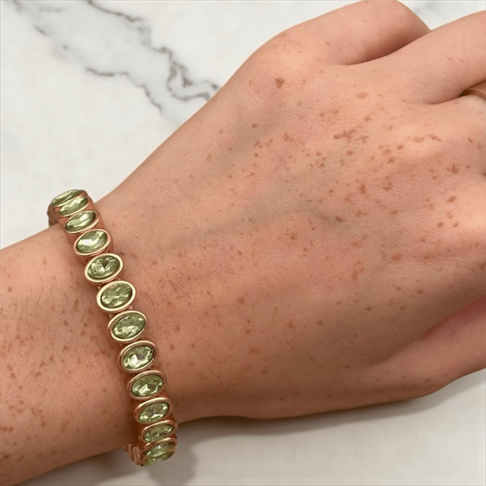 Matcha Bracelet — Acier inoxydable & cristal vert - Luxlab Collection