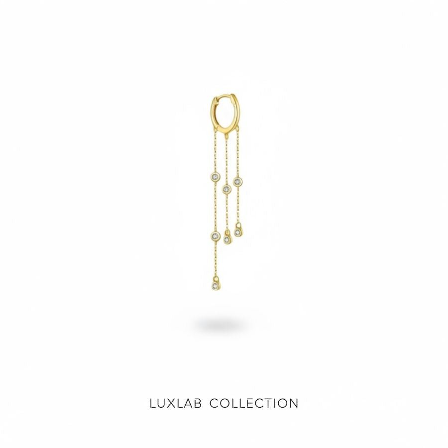 Mono - boucle GOLDEN HOUR — Argent 925 plaqué or 18 carats & oxyde de zirconium - Luxlab Collection