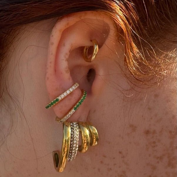 Mono boucle Pavé Vertigo – Argent 925 plaqué or 18k & zircons - Luxlab Collection