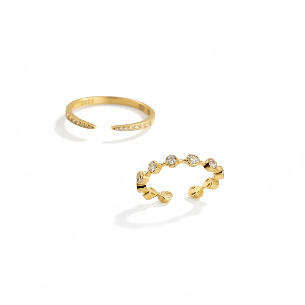 ✨ Nina + Eden Ring Set | Duo de bagues dorées ajustables & waterproof - Luxlab Collection