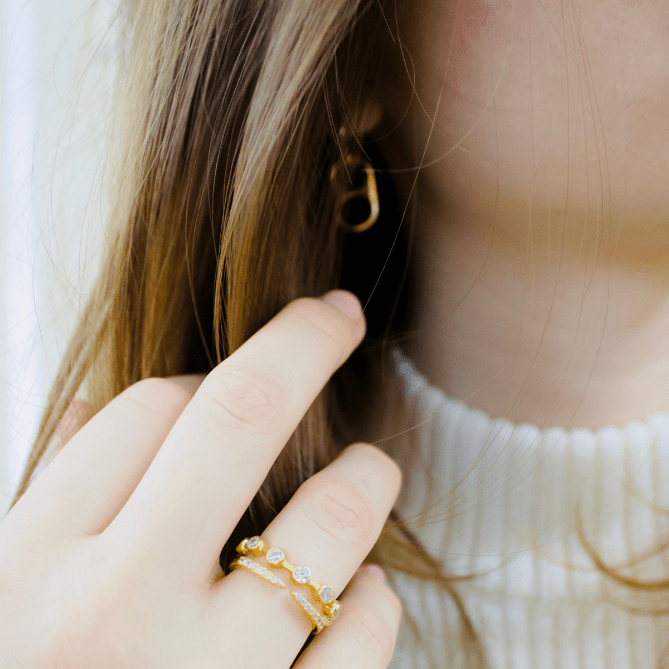 ✨ Nina + Eden Ring Set | Duo de bagues dorées ajustables & waterproof - Luxlab Collection