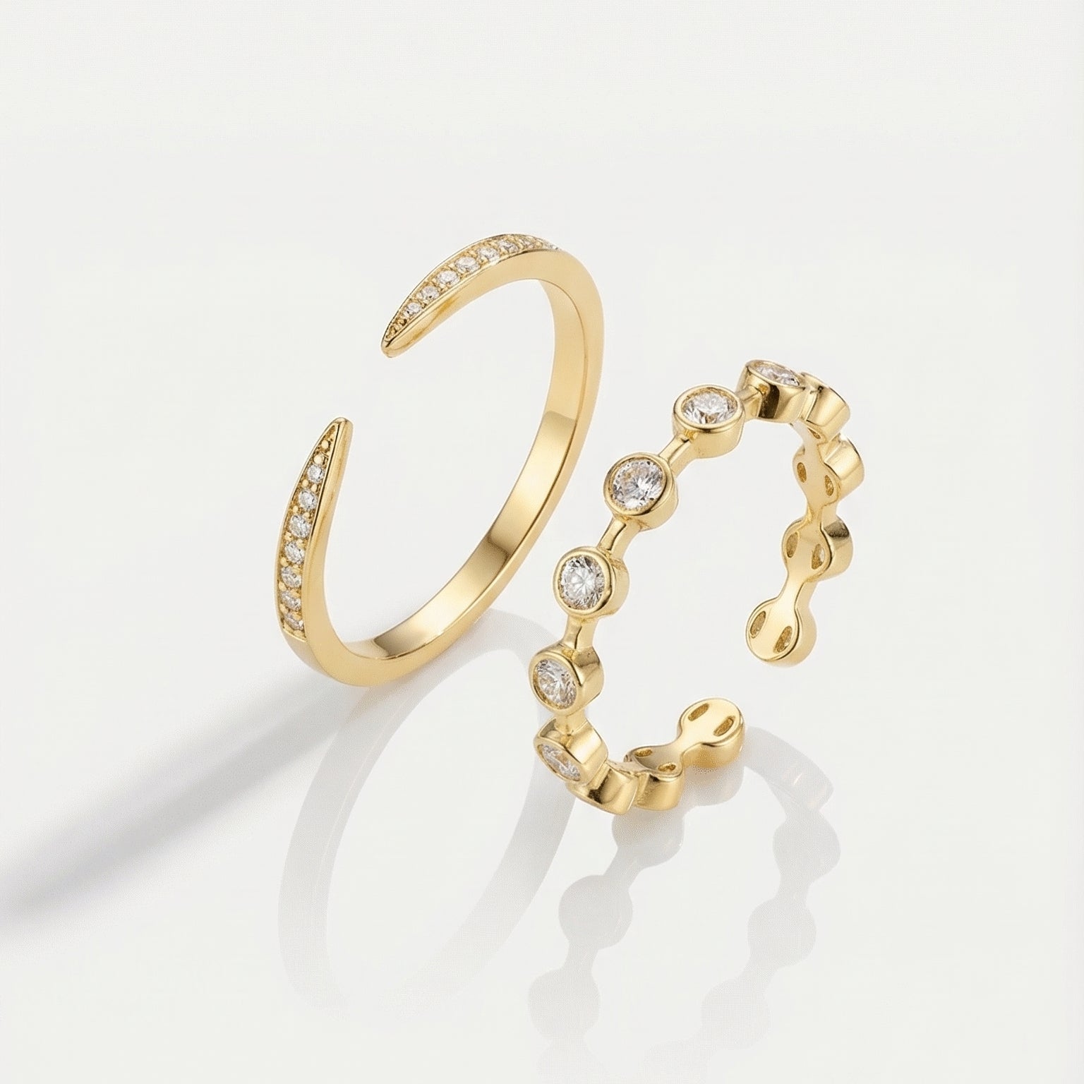 ✨ Nina + Eden Ring Set | Duo de bagues dorées ajustables & waterproof - Luxlab Collection