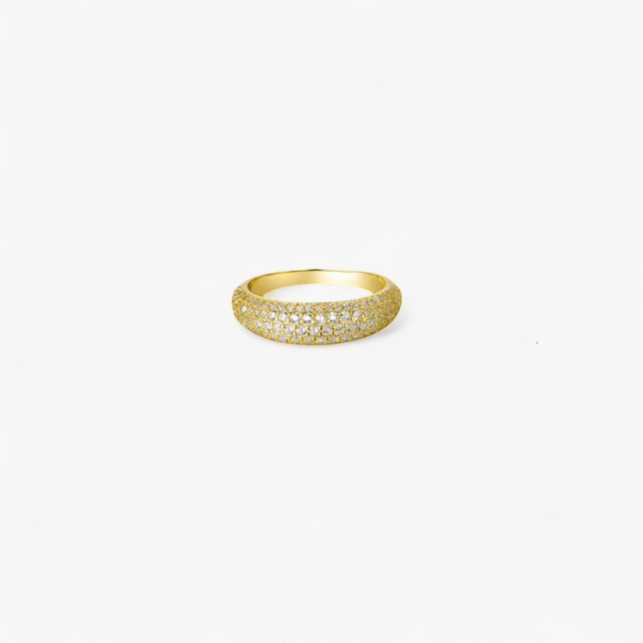 Bague HALO Gold Luxlab Collection en argent 925 plaqué or, pavée de zircons.