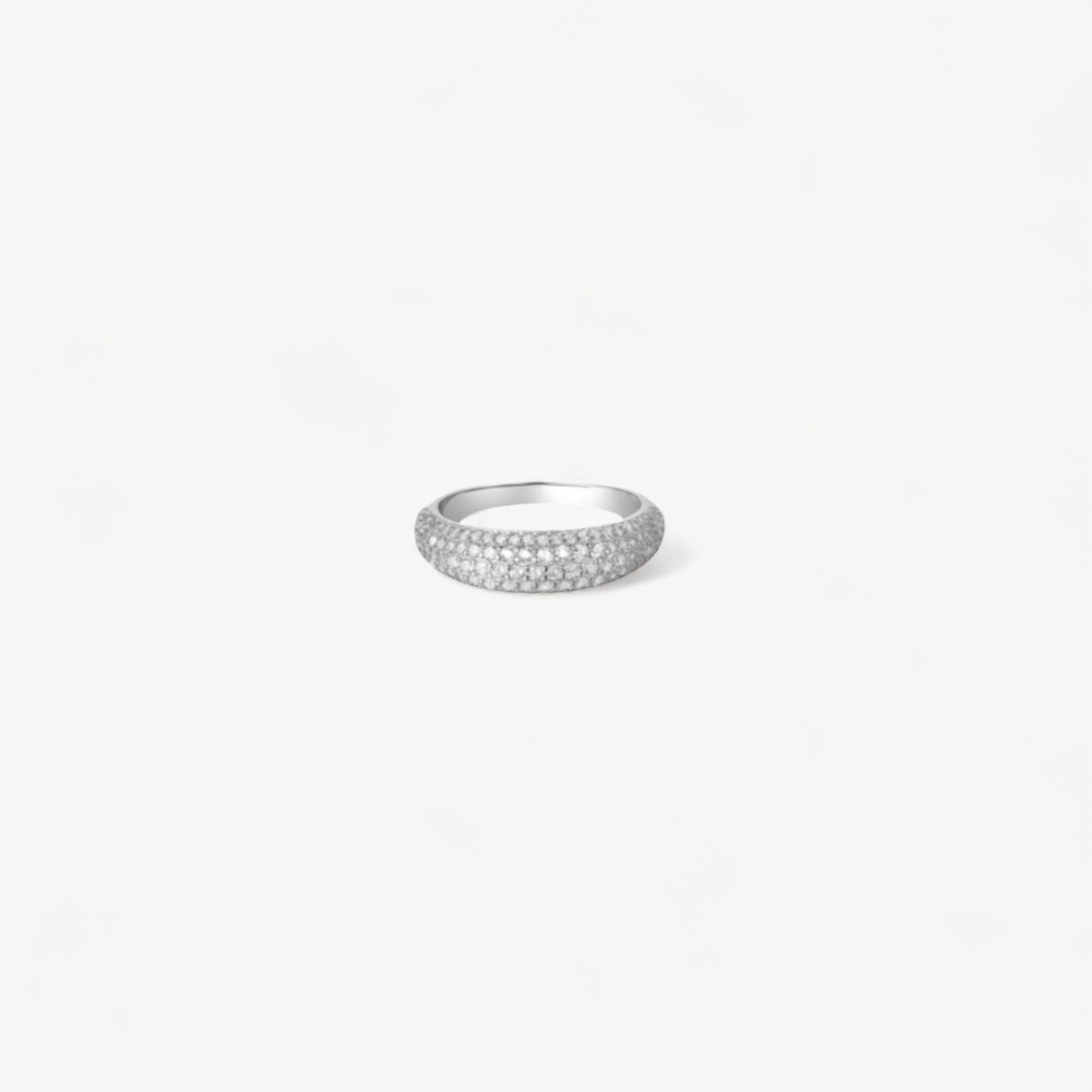 Bague HALO Silver Luxlab Collection en argent 925 rhodié, pavée de zircons.