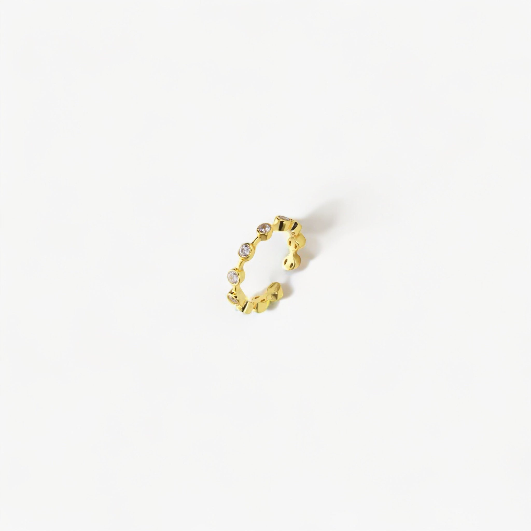 Bague  ajustable NINA Gold Luxlab Collection en argent plaqué or, fine et sertie de zircons