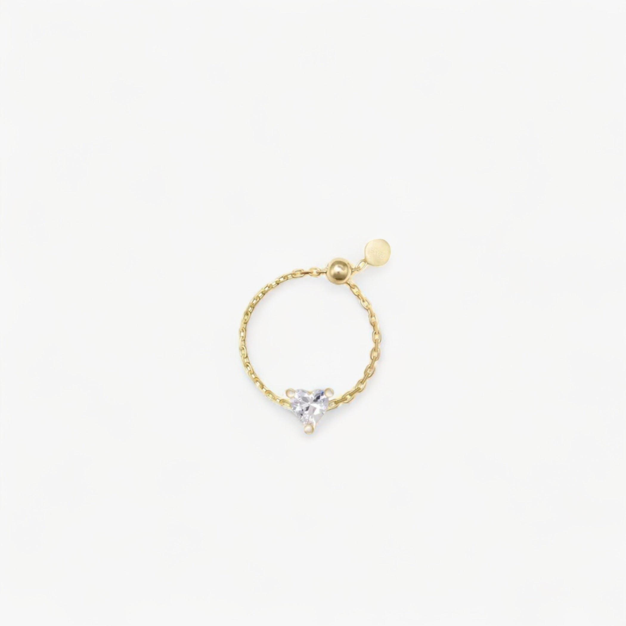 Bague de promesse SWEETHEART WHITE Luxlab Collection en argent 925 plaqué or 18K, cœur blanc zircon.