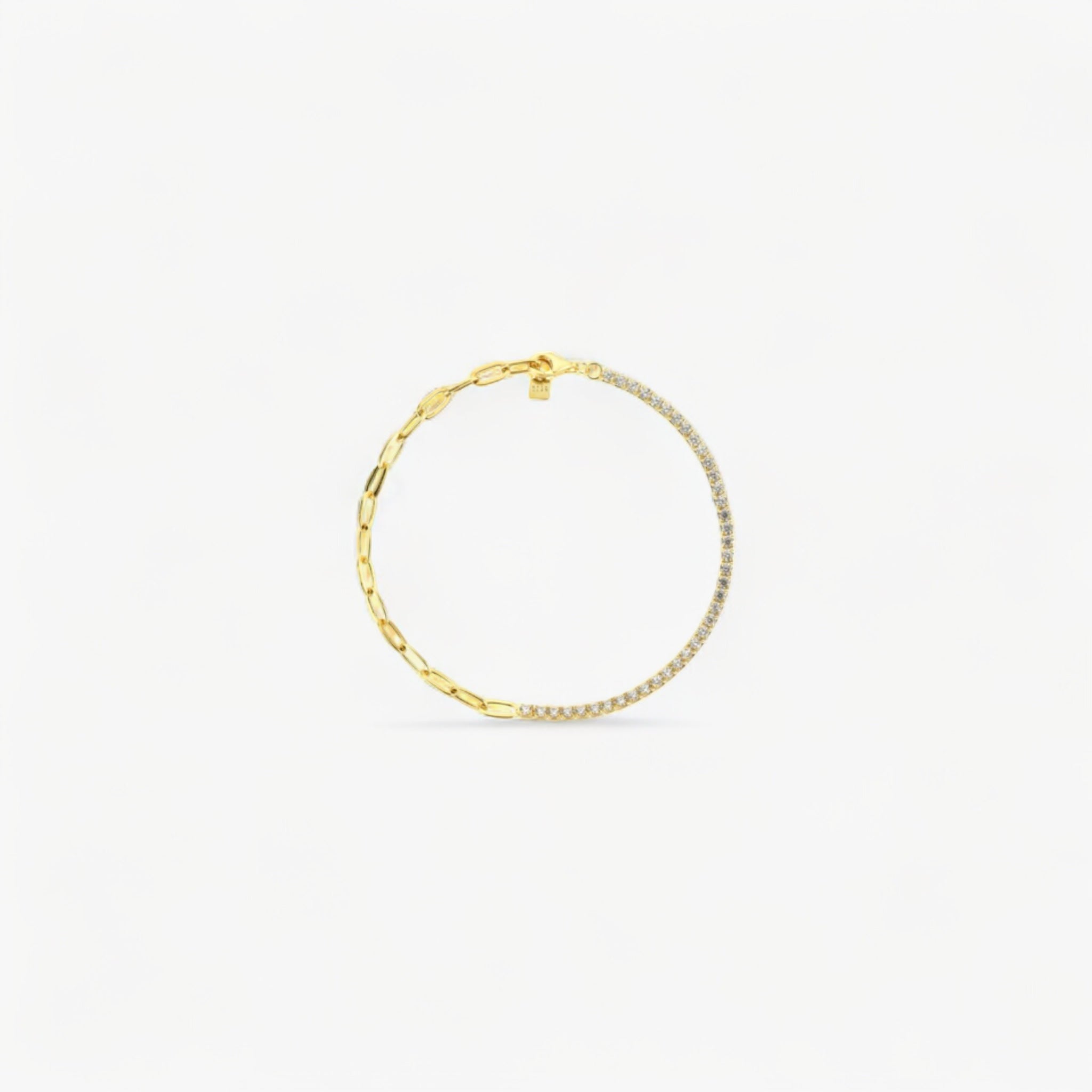 Bracelet LUXE DREAM TENNIS Gold Luxlab Collection en argent plaqué or, serti de zircons premium