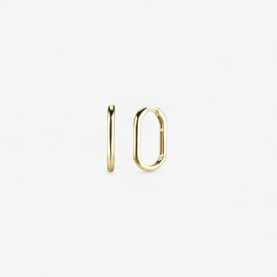 Créoles Hailey Gold Luxlab Collection en argent plaqué or 18K, design en U ultra-glossy