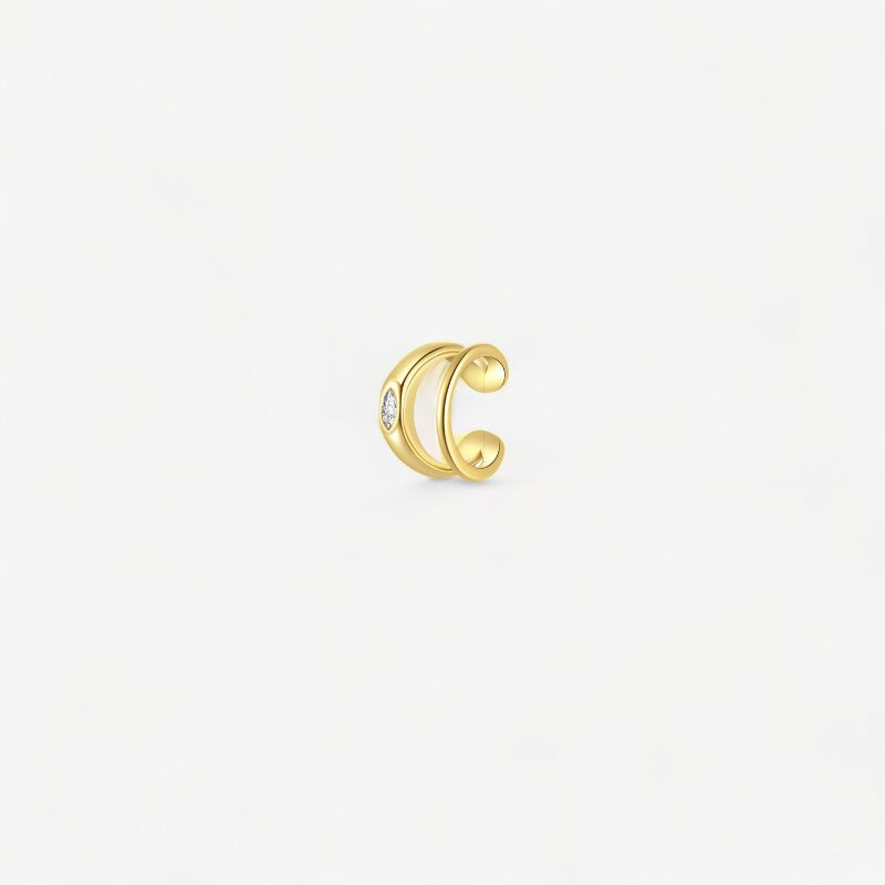 Earcuff MUSE en argent 925 plaqué or 18k- effet faux piercing avec zircon serti vue produit 
