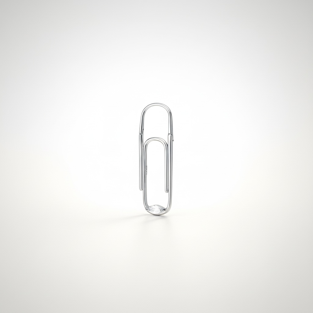 Mono boucle Iconic Clip Silver — design paperclip en argent 925 rhodié & zircon blanc. Poli miroir, hypoallergénique, résistante à l'eau. Vendue à l'unité. Luxlab Collection