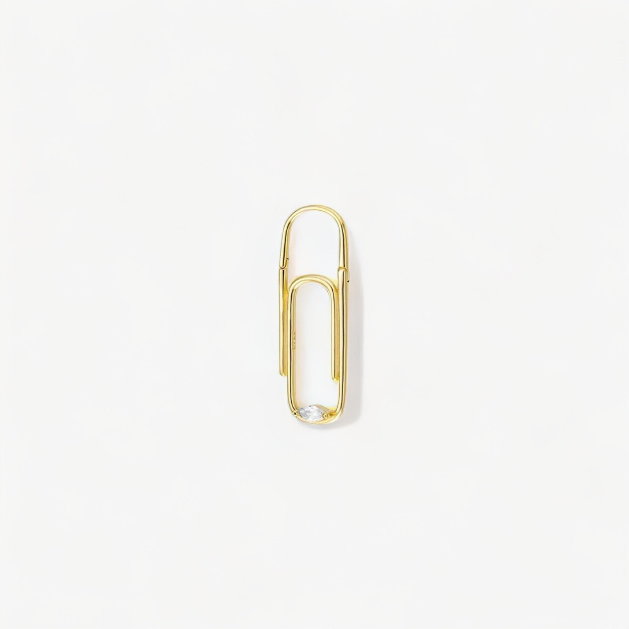 Mono boucle iconic clip gold vue de face en argent 925 plaqué or 18k -zircon etincelant 