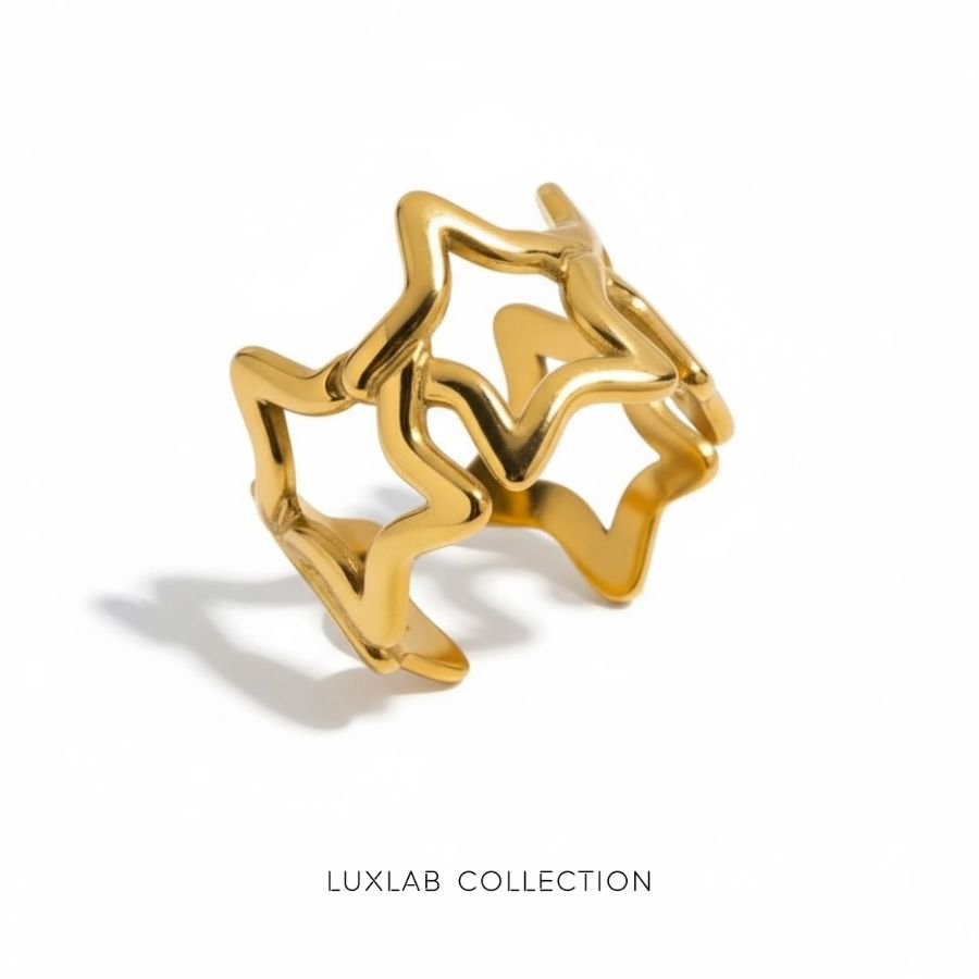 Bague ajustable Léonie — Acier inoxydable PVD or 18 carats - Luxlab Collection