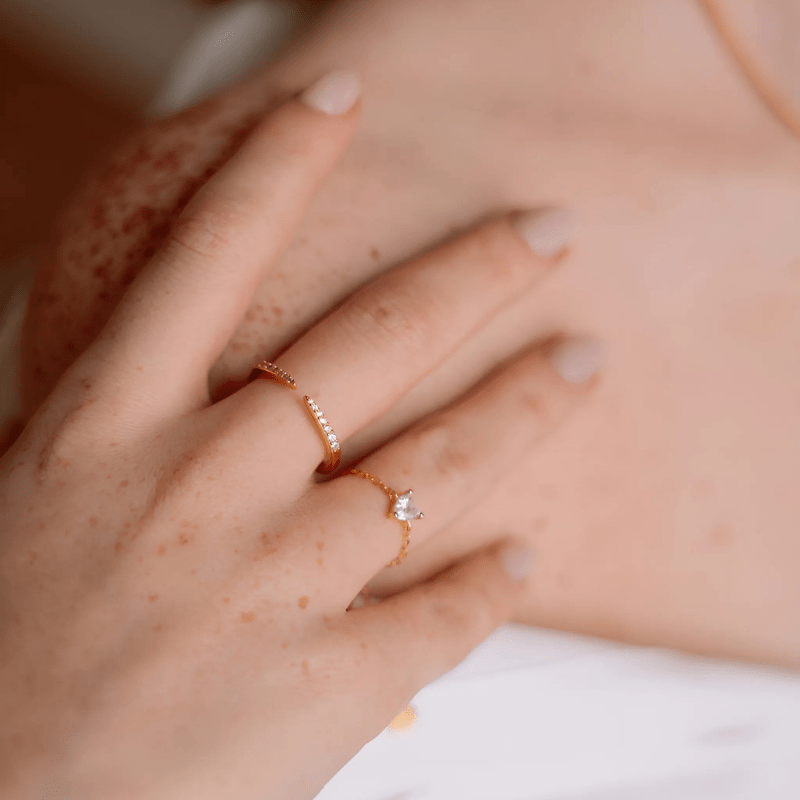 Bague ajustable SWEETHEART WHITE : Luxlab Collection – La Bague de Promesse au Cœur Scintillant. - Luxlab Collection