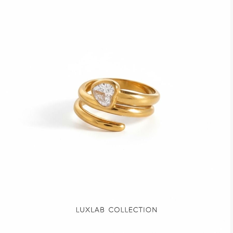 Bague Jaelle — Acier inoxydable PVD or 18 carats & oxyde de zirconium - Luxlab Collection