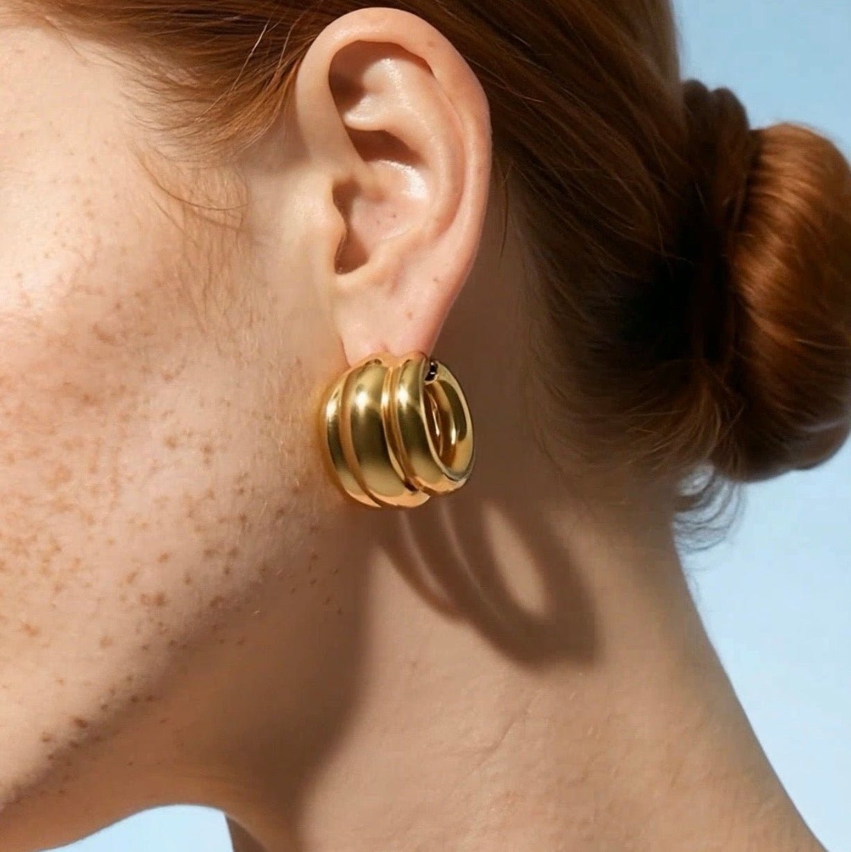 Boucles d'oreilles dorées en acier inoxydable waterproo et hypoallergénique Luxlab Collection