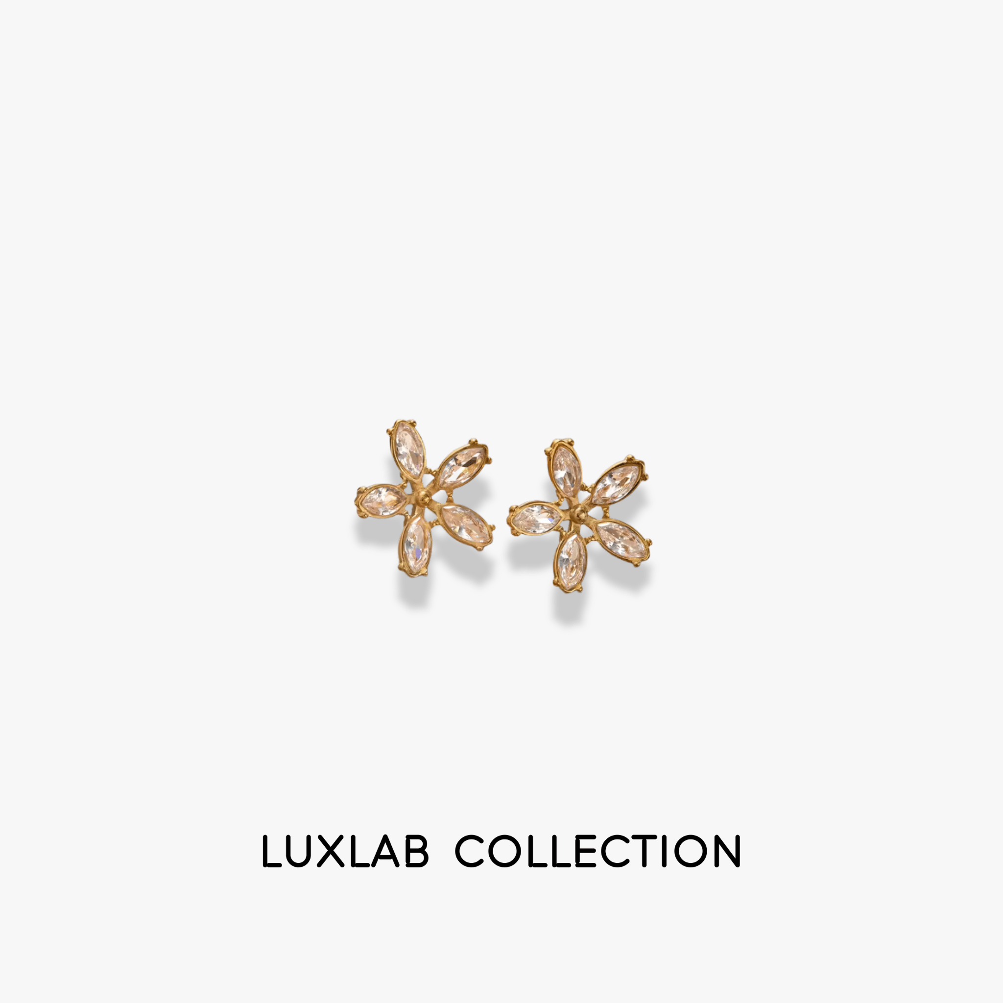 Boucles d’oreilles Fleur Martini – Acier inoxydable 316L PVD or 18K & zircons - Luxlab Collection