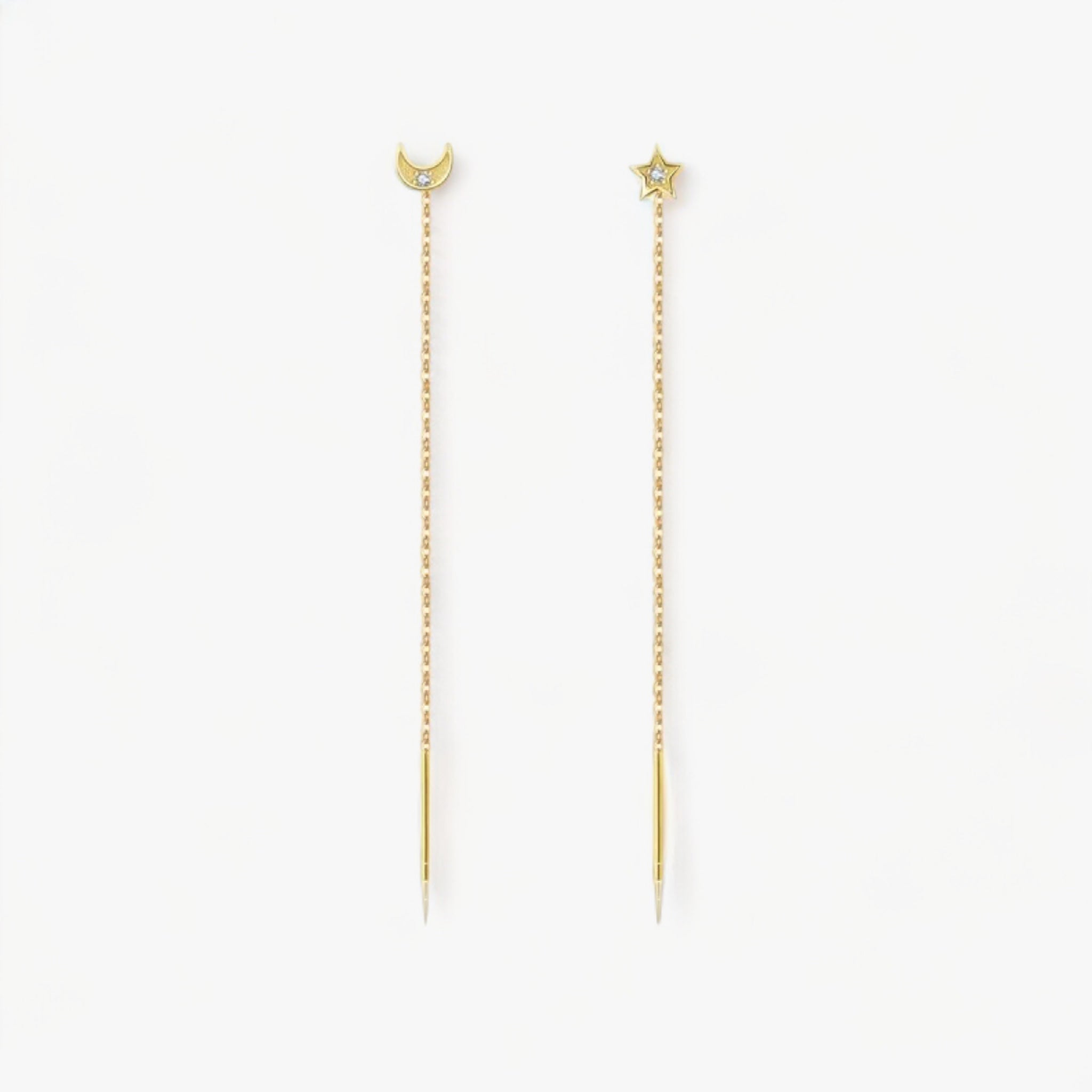Boucles d'Oreilles LEAH Gold : Luxlab Collection – La Touche Poétique Étoiles & Lune - Luxlab Collection