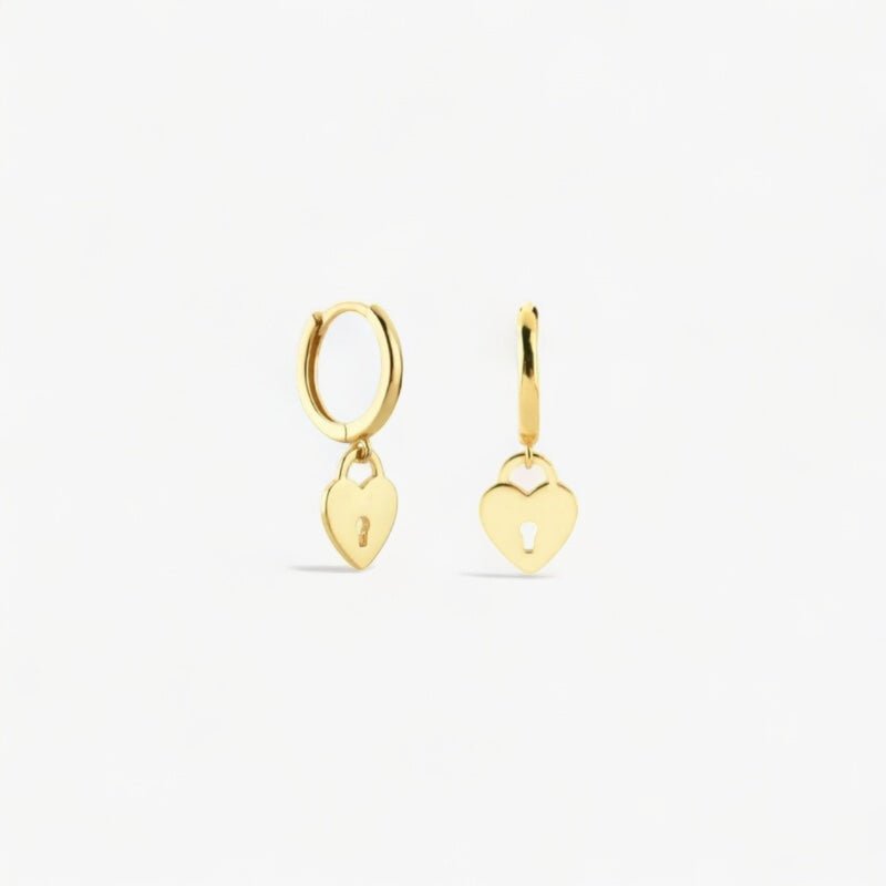 Boucles d'Oreilles LOCK Gold : Luxlab Collection – Créoles Cœur - Cadenas Éclatantes & Faciles à Porter. - Luxlab Collection