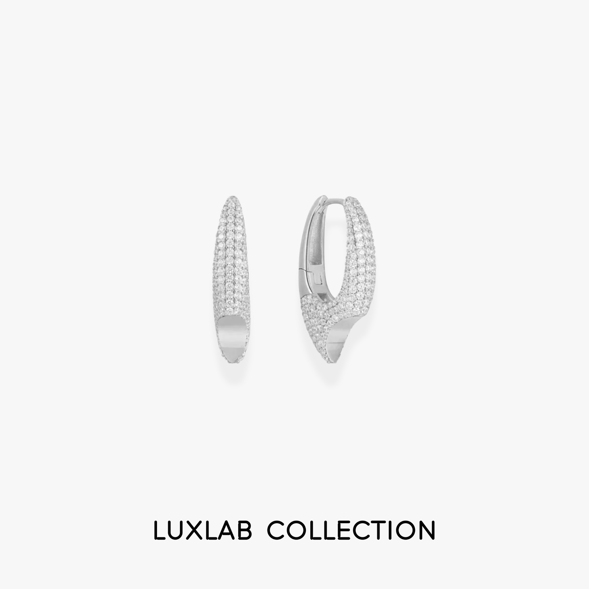 Boucles d’oreilles Pavé Crush Silver – Argent 925 plaqué rhodium & zircons - Luxlab Collection