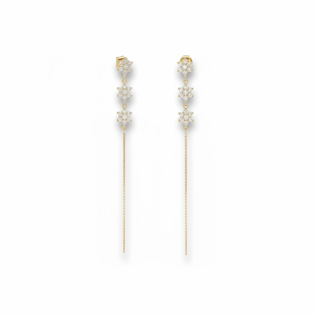 Boucles d'Oreilles Pendantes STARLET : Luxlab Collection – L'Éclat Étoilé en Plaqué Or 
