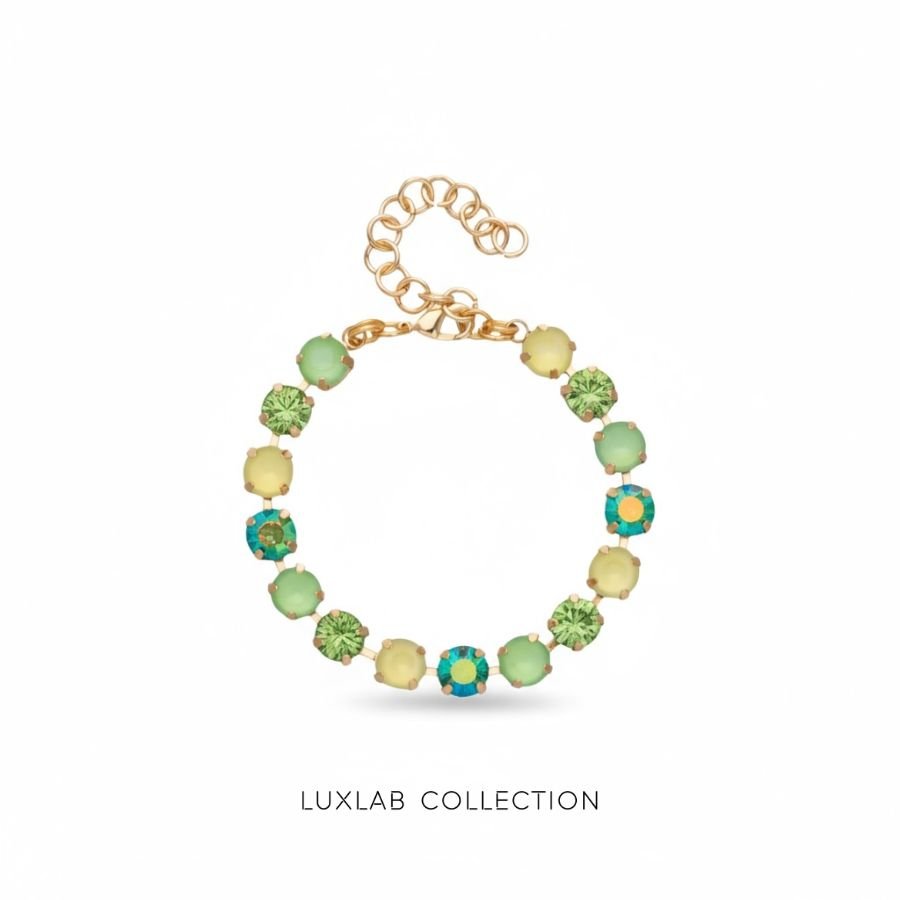 Bracelet Lime Luxe — Acier inoxydable doré & cristaux verts irisés - Luxlab Collection