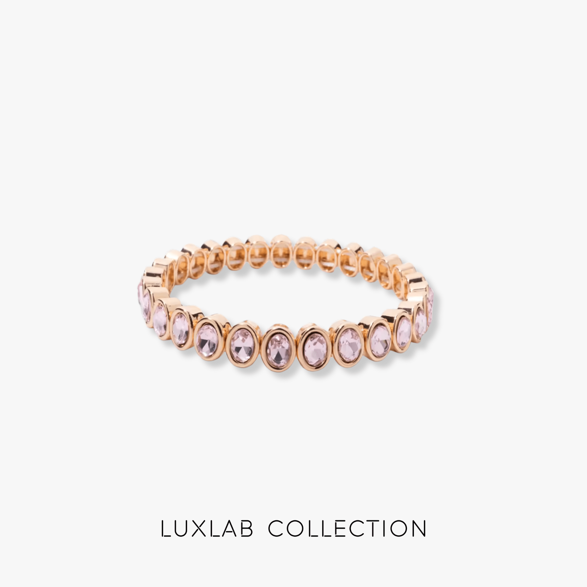 bracelet bubblegum en acier inoxydable 316l avec perles de cristal rose 6x8mm luxlab collection