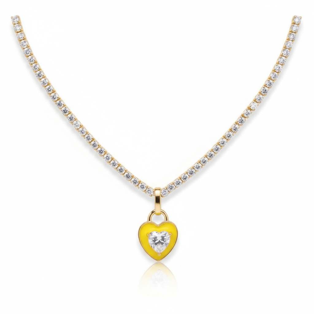 💛 Candy Heart Necklace – Lemon Edition | Collier cœur femme doré & zircon blanc - Luxlab Collection