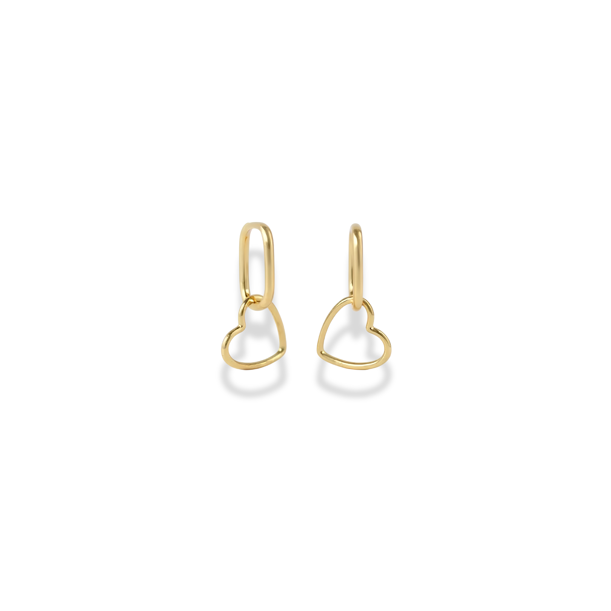 Boucles Heartbreaker Gold — créole ovale & charm cœur évidé amovible en argent 925 plaqué or 18k. 2 looks en 1 paire. Hypoallergéniques, résistantes à l'eau vue produit 