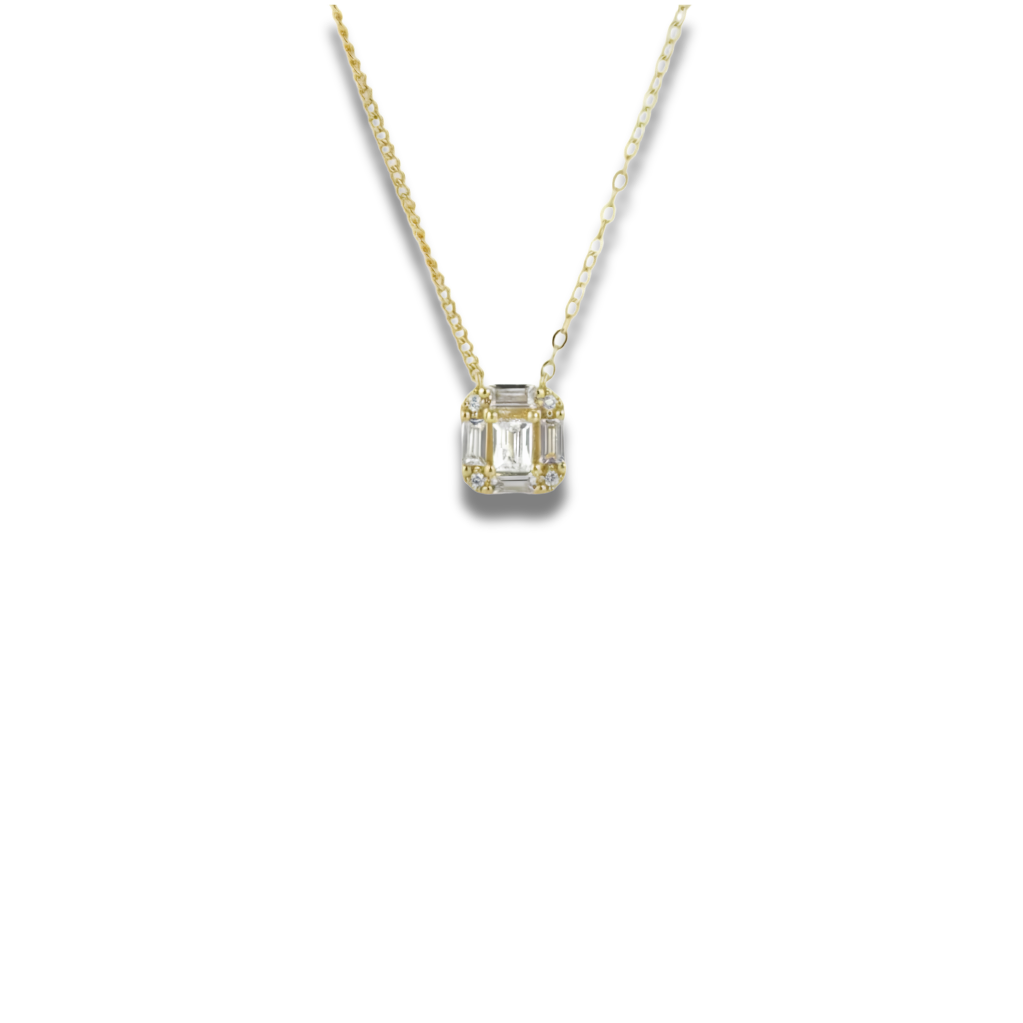 Collier Studio Gold — pendentif solitaire halo zircons grade 5A en argent 925 plaqué or 18k. 40+5cm, waterproof, hypoallergénique. Joaillerie accessible. vu produit Luxlab Collection